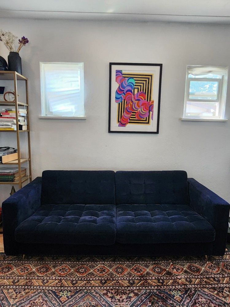  Morabo IKEA blue velvet couch with custom added gold legs 

Pick up near DU, $700 OBO/or best offer