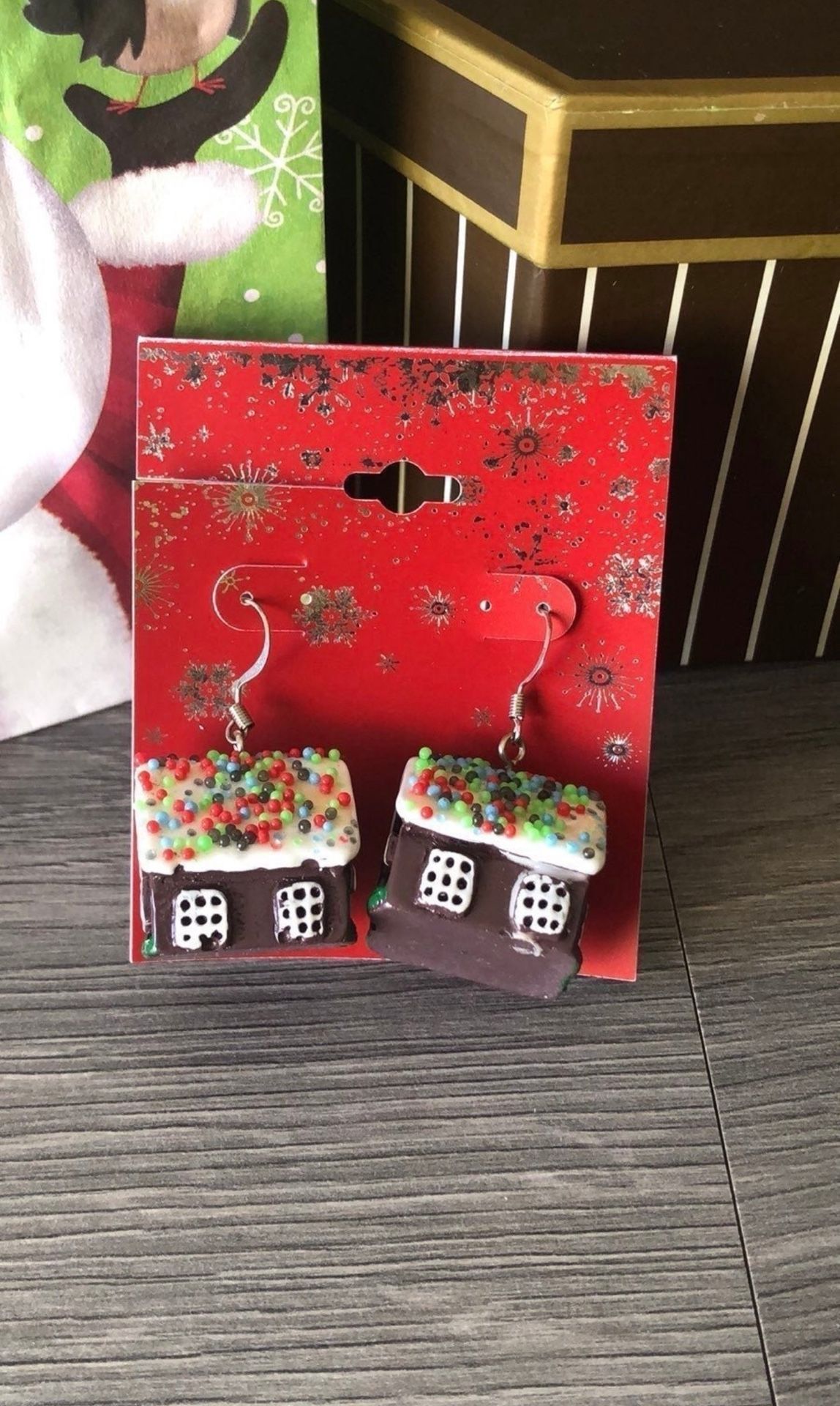 Cute Gingerbread House Earrings 