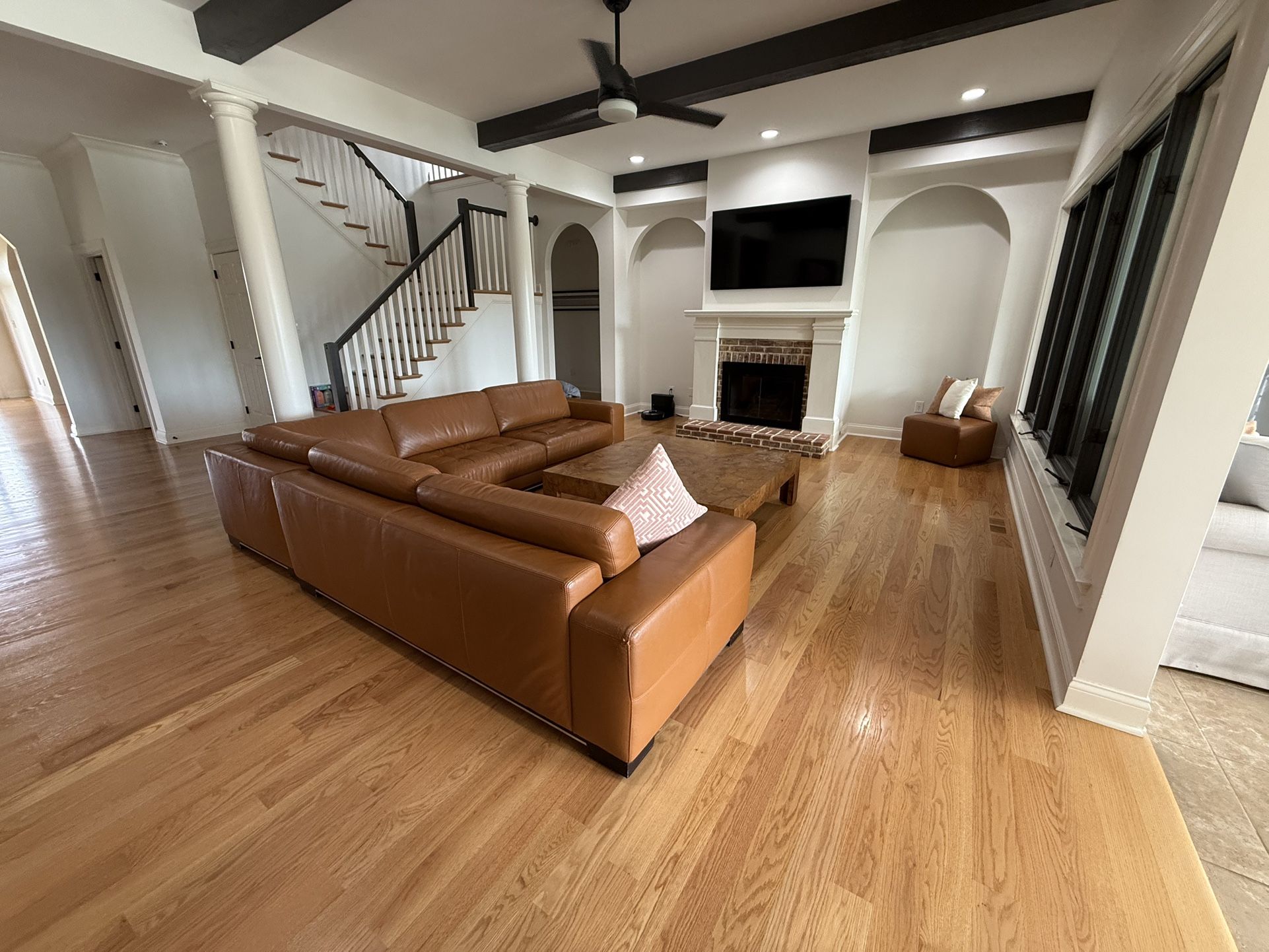 W. Schillig Sectional Leather With An Ottoman. Includes A Large Coffee Table