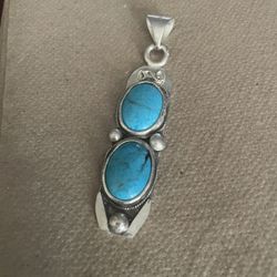 turquoise Pendant. With Sterling Silver.$30. Handmade.