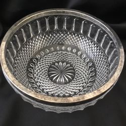 Vintage Glass Bowl With Silver Rim