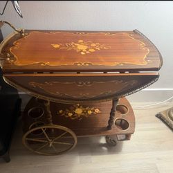 Vintage Italian wood bar cart