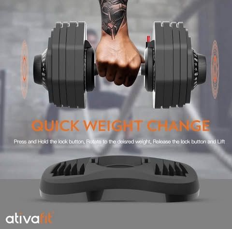 New 88 LB Single Adjustable Dumbbell with Anti-slip Handle, 12 In 1 Quick Dial Weight Settings