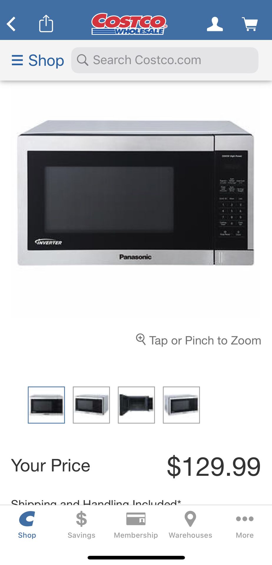 Panasonic 1.3cu ft stainless steel countertop microwave oven