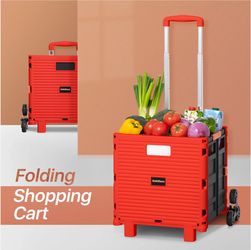 2-Wheeled Folding Shopping Cart w/Stair Climber - 55 Litre (Red)