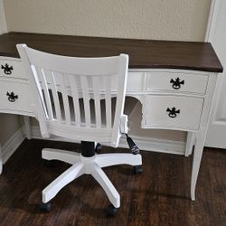 Antique Desk & Wood Chair