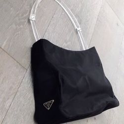 RARE Authentic Prada Black Nylon Lucite “Strap” Bag