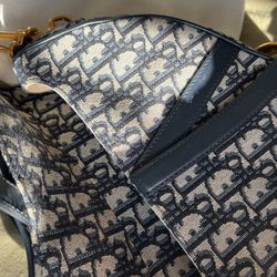 Saddle Bag with Strap Blue Dior Oblique Jacquard