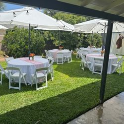 Umbrella , Chairs , Tables