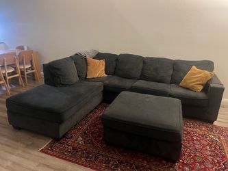 Sectional couch with  sleeper sofa and otoman