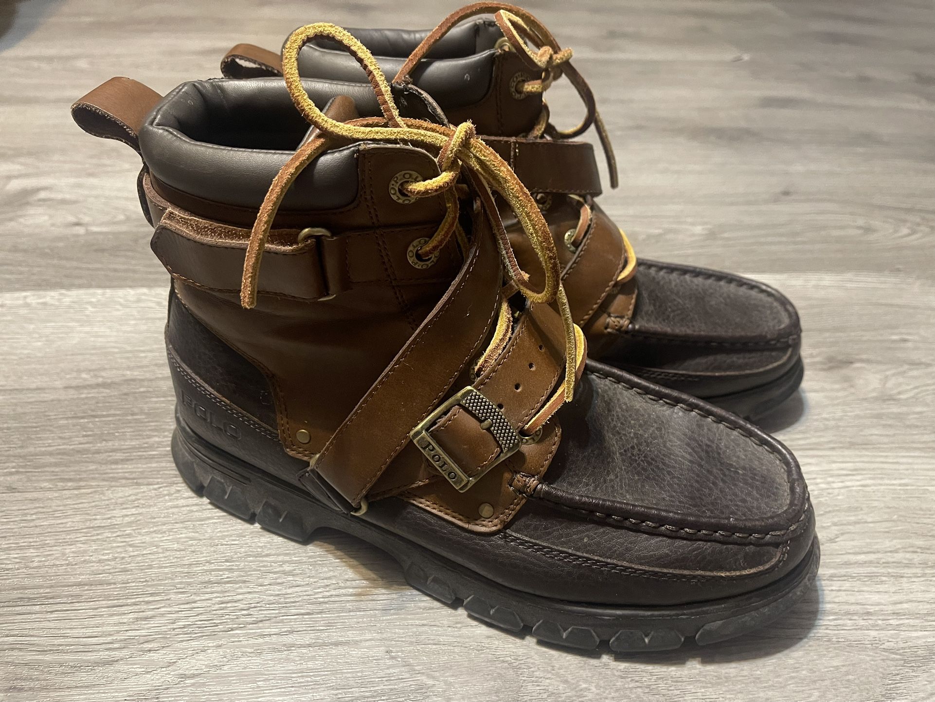 Polo Ralph Lauren Boots Zig Zag II Brown Leather Hiking 