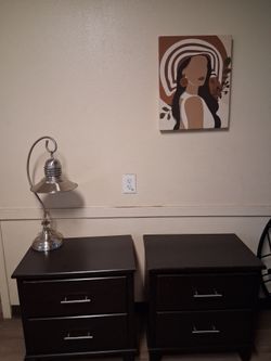 Dark Espresso 2-Drawer Nightstand Set of 2