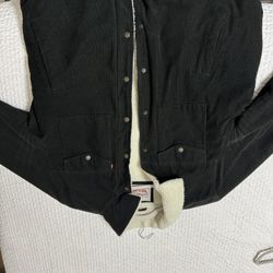 Dark Forest Green Corduroy Levi Sherpa Lined Trucker Jacket  