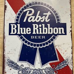 12” x 8” Pabst Blue Ribbon Beer Tin Sign 