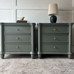 Gorgeous Set Of Green Timeless Nightstands / Endtables / Side tables
