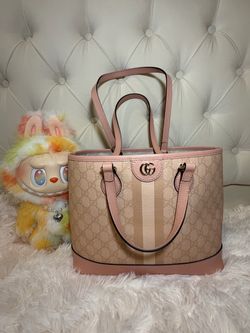 Authentic Gucci GG Supreme Tote Bag Pink