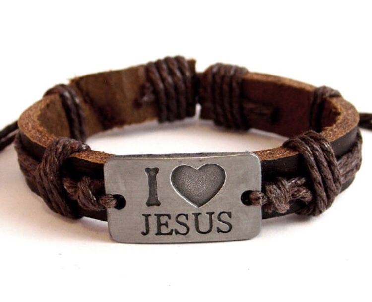 Bracelet I Love Jesus leather, Adjustable Bracelet, bangle Jesus Religious wristlet, Religious Jewelry leather,