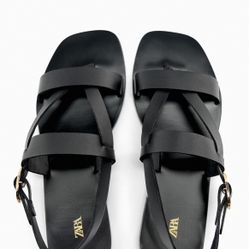 Black Faux Leather sandals 