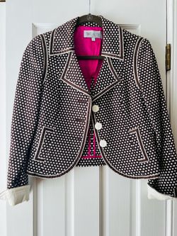 Worth New York 2-Piece Linen Blend Safari Blazer Jacket & Pants Suit Set - Size 6