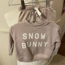 NWT Little Co. By Lauren Conrad  2 Pc Snow Bunny Jogger Set Size 6 Months 