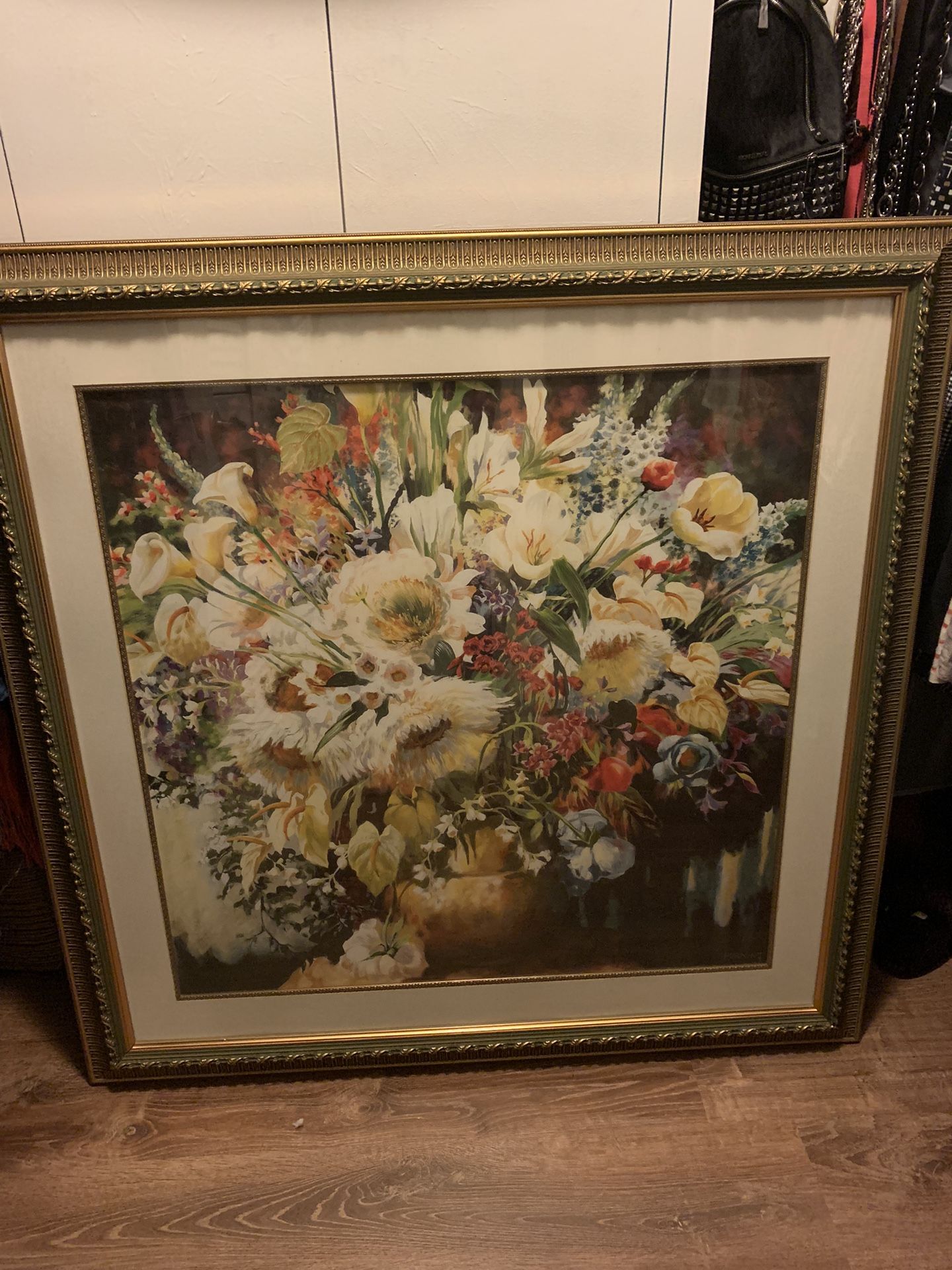 Large Glass Floral Picture