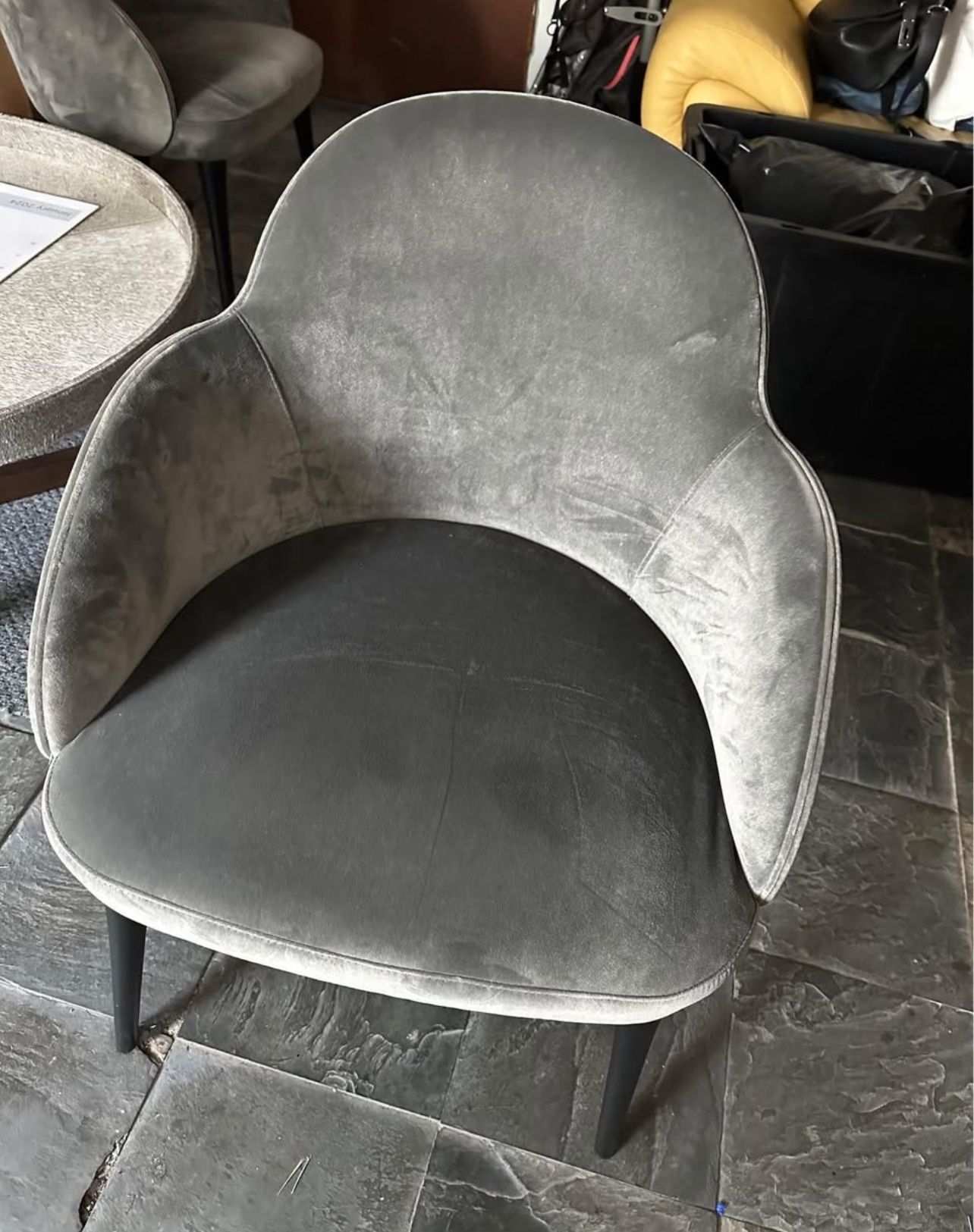 Two Grey Velvet Chairs