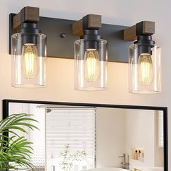 Farmhouse Bathroom Vanity Light Fixtures, Rustic 3-Light