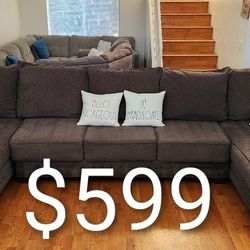 Ashley Furniture Oversized Double-Chaise Sectional – Dark Gray Plush & Like New!