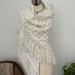 Vintage Boho Knitted Shawl  