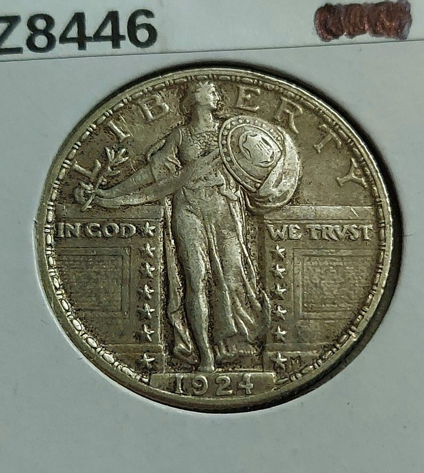 ** 1924-Р ** GREAT US LIBERTY STANDING SILVER QUARTER ** ALMOST UNCIRCULATED-HIGH RELIEF (STATUS: 100% GENUINE-ORIGINAL)