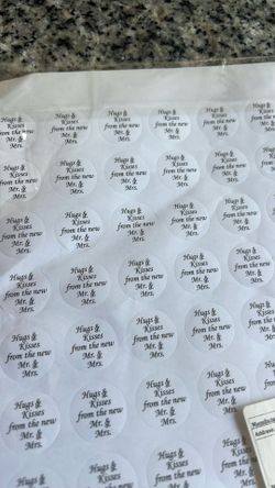 Mrs & Mr stickers for wedding treats Hershey’s