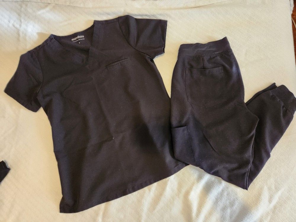 Mandala Scrubs Set Black Small Petite