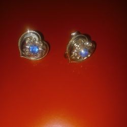 Beautiful Blue Stone Vintage Earrings Also Vintage Brooch Included 