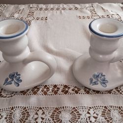 Pfaltzgraff Yorktowne Vintage Candle Stick Taper Holders (set Of 2)