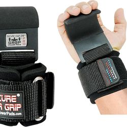 Weight Lifting Rod Hooks Heavy Duty Wrist Wraps Power Weight Lifting Training Gym Grips Straps Set of 2