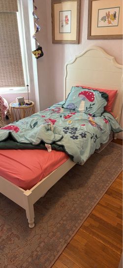 White Twin Bed Frame with Headboard