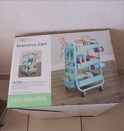 Ordonnez  3 tiers  rolling cart,  metal color teal