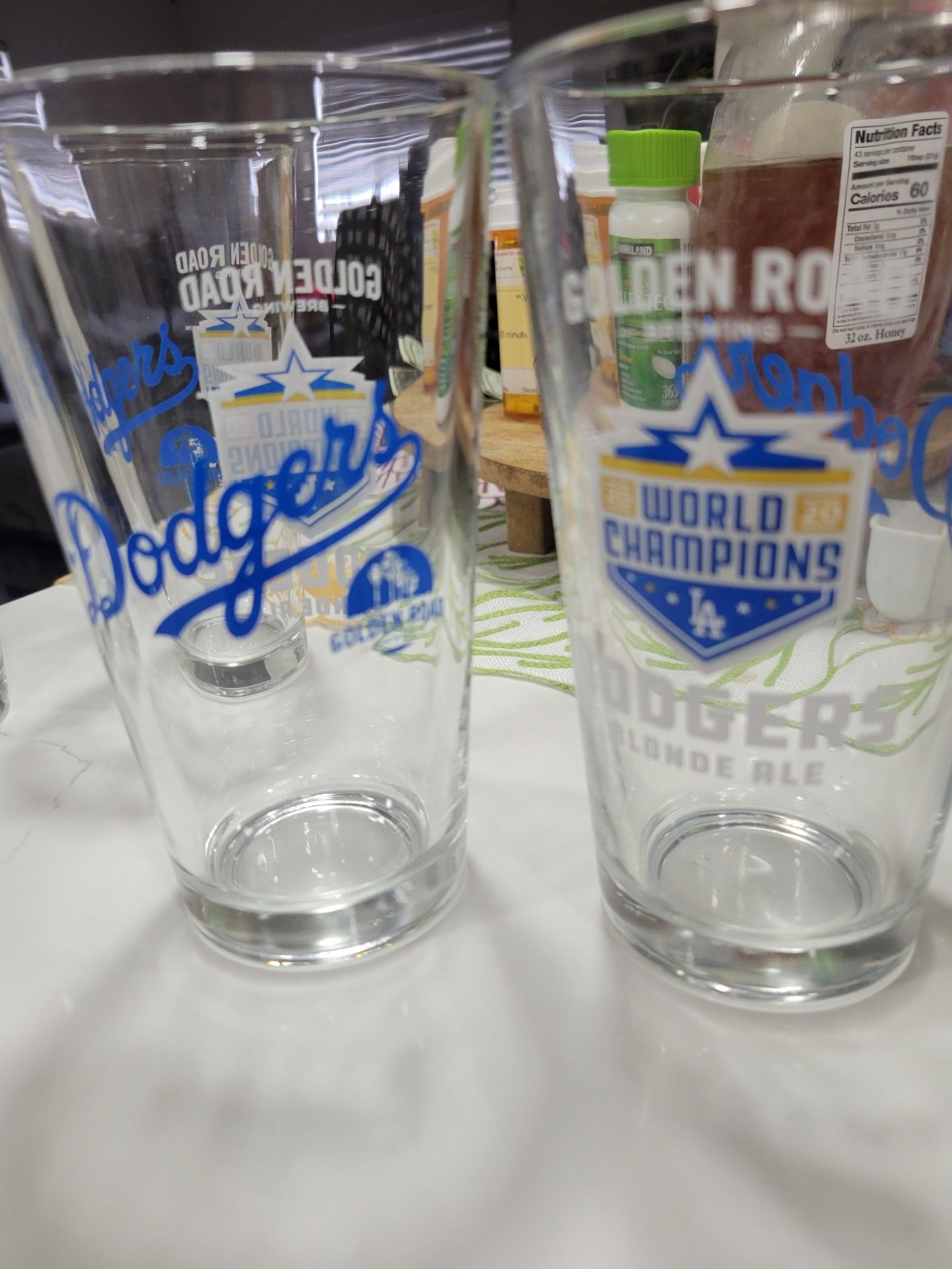 4 Los Angeles Dodgers World Series Golden Road Brewing Glasses