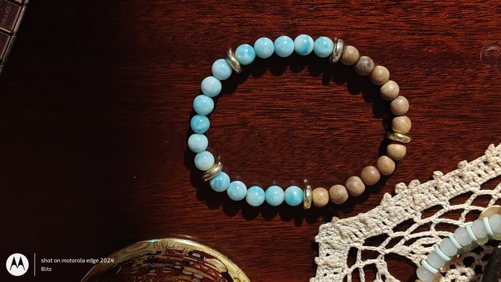 Turquoise And Wood Bracelet