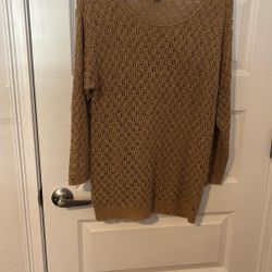 Long Sleeve Gold Scoop Neck Sweater