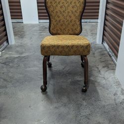 Gasser Upholstered Yellow Floral Logan Banquet Chair with Caster Wheels