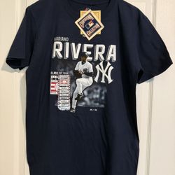 NWT Mariano Rivera Hall of Fame Majestic T-Shirt Navy Blue Medium 
