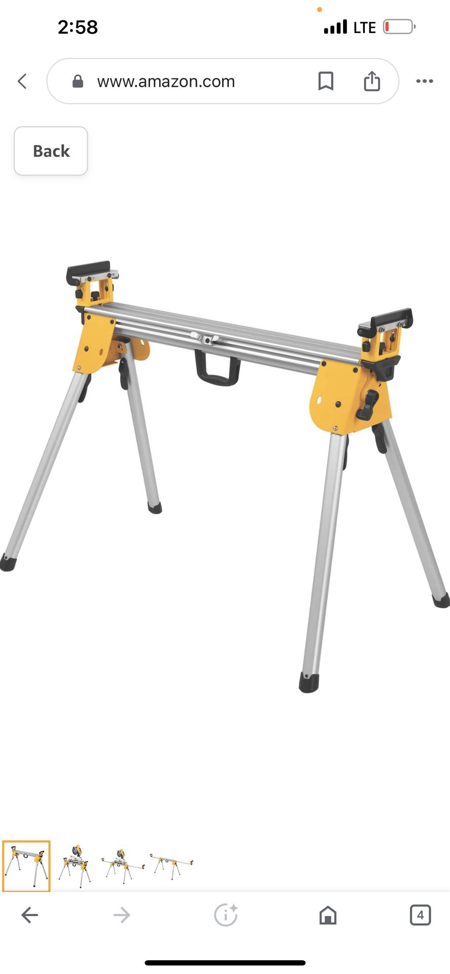 DEWALT Miter Saw Stand, Collapsible and Portable, 40” Beam, Extends up to 10 ft, Holds up to 500 lbs