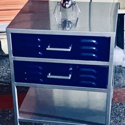 Two End Tables, Steel Metal Side Tables In Great Sturdy Condition