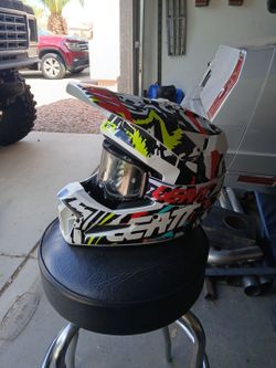LEATT helmet and goggles