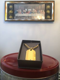 Gold Stainless Dog Tag & Chain NEW First $27