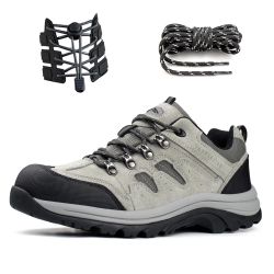 Mens Waterproof Lightweight Hiking Trekking Shoes Grey Suede Leather - Men’s 10.5-1100