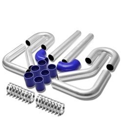 DNA Motoring 2.5" Universal Aluminum Intercooler Piping Kit - Silver - 90 Degree