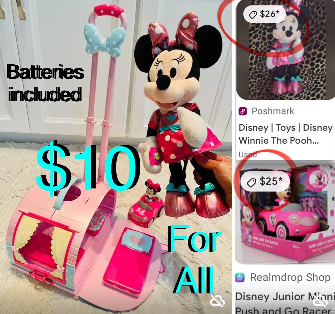 $10 For All Disney Minnie Mouse Bundle interactive talking toy batteries included