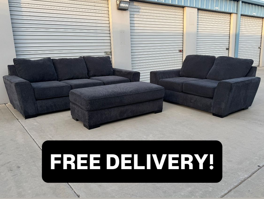 FREE DELIVERY || Living Spaces Sofa/Loveseat/Ottoman Full Set